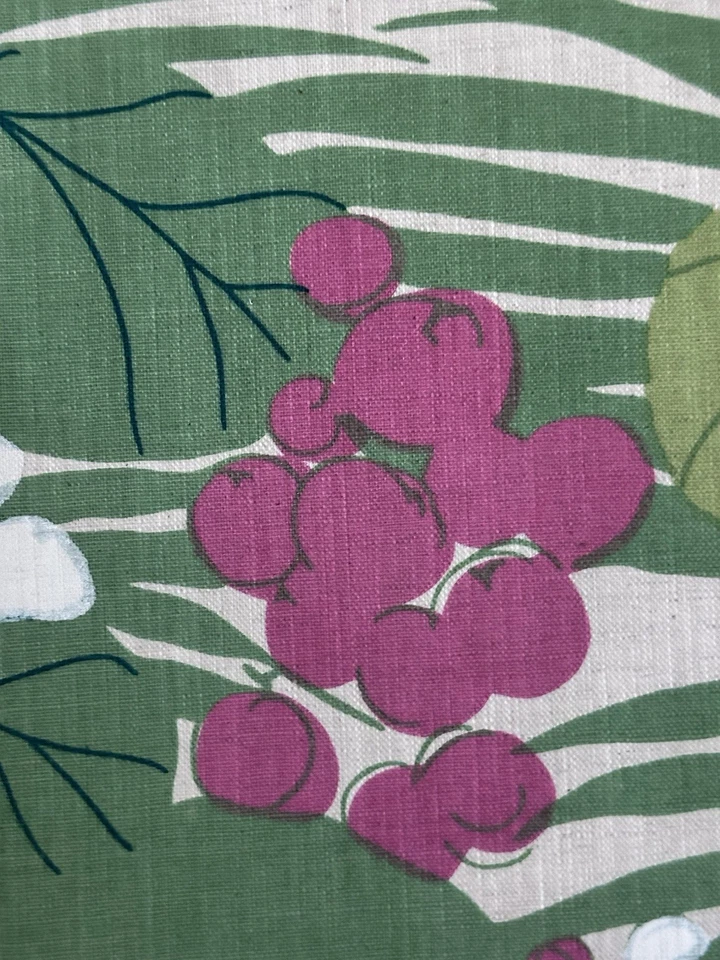 DISEÑO DE TELA SCHUMACHER "Uvas de Mar" 3 Yardas MEZCLA DE LINO CORTEZA Foto 3 de 4