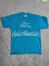 Vintage Colonial Williamsburg T Shirt Mens XL Green Teal USA Made JERZEES
