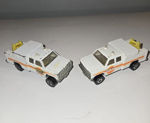 1983 Hot Wheels Phone Truck Mark's Phone Co. Vtg Die Cast Utility Trucks Pair
