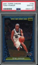 Topps 2001-02 Topps Chrome Tony Parker Rookie #155 Spurs PSA 10