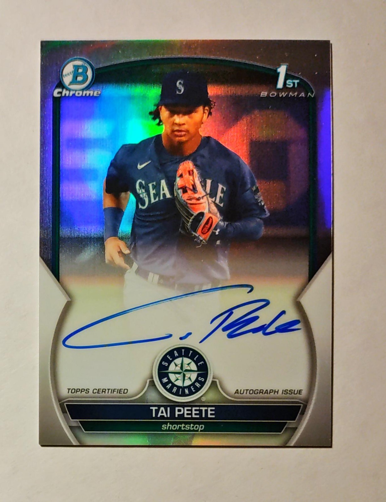 Tai Peete RC AUTO 2023 Bowman Chrome REFRACTOR 162/499 1st Prospect K6