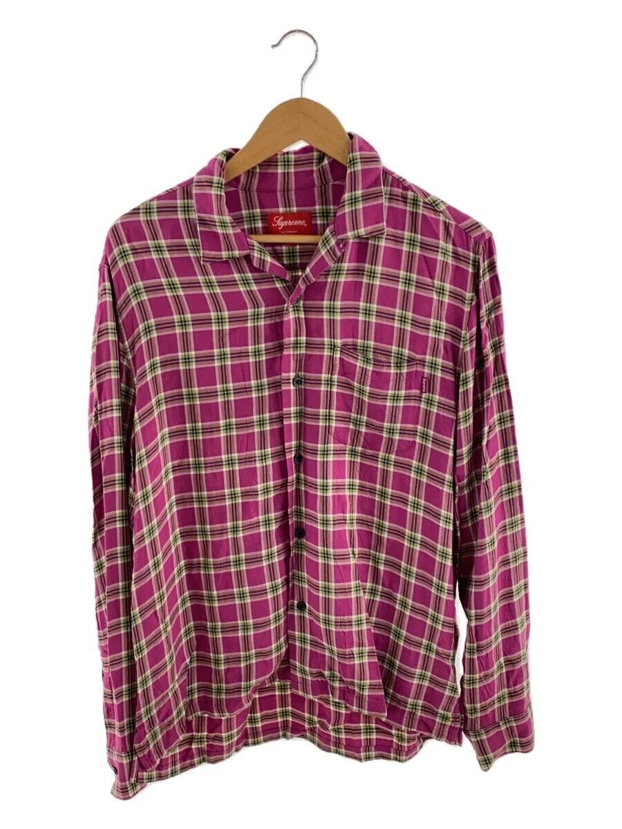 Chemise Supreme col ouvert L/S/chemise manches longues/M/rayonne/pnk/check