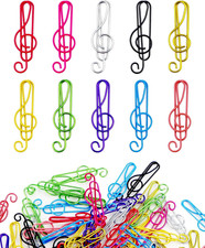 100 PCS Music Note Paper Clips Metal Bookmark Clips 10 Colors Office School Set