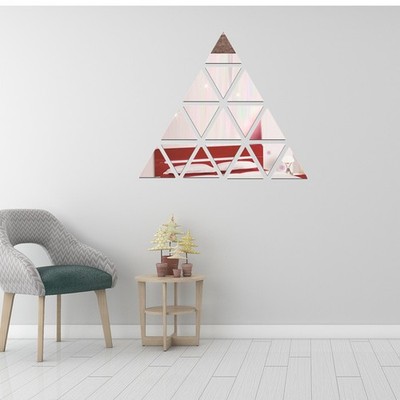  Dreiecke Pyramide Wandkunst 3D Acryl Spiegel Oberfläche Wandaufkleber DIY