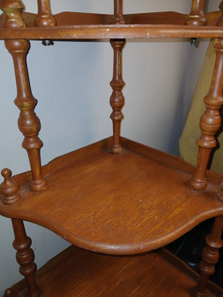 Victorian Style Wood Spindle Corner Etagere 5 tier Display Stand Whatnot Fixer - Image 3 of 4