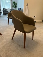 Taupe/grey Leather look dining chairs - used but in good condition 