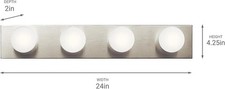 KICHLER 24 in. 4-Light Brushed Nickel Traditional Vanity Light