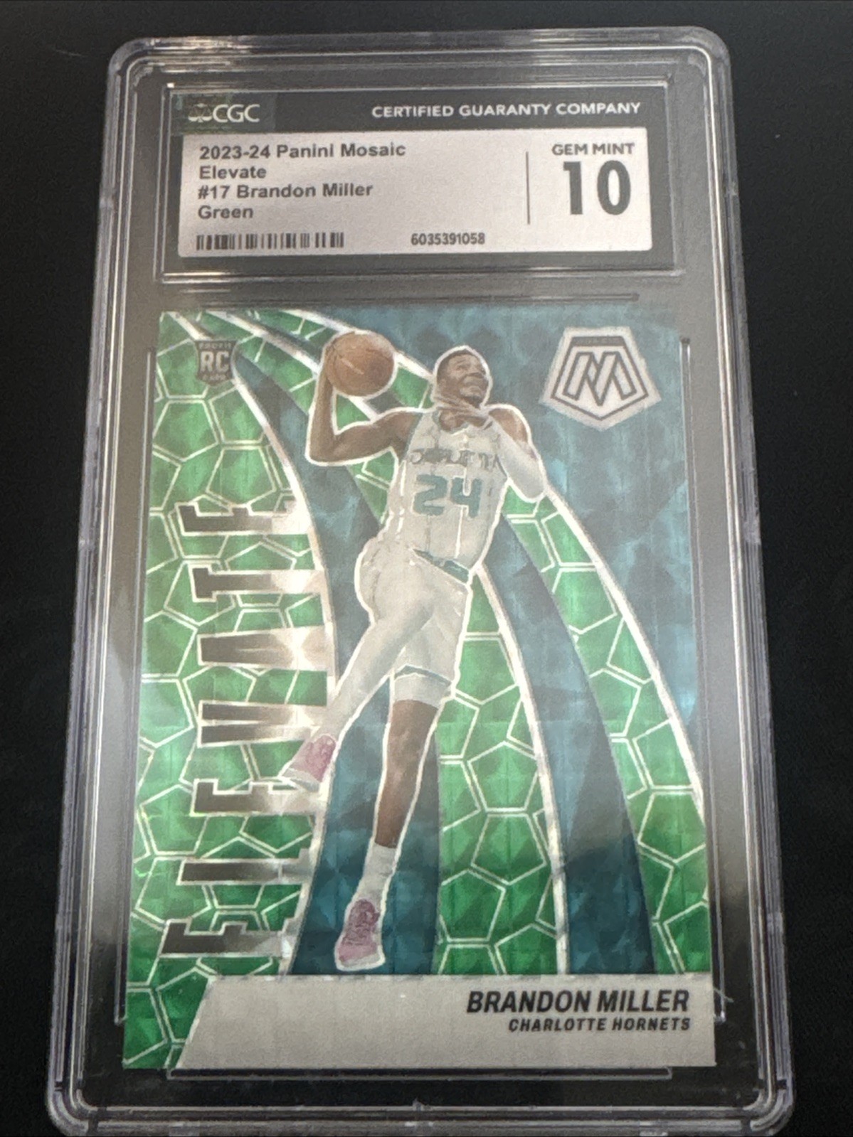 2023 Mosaic Brandon Miller ROOKIE RC Elevate Green Prizm PSA 10 GEM #17