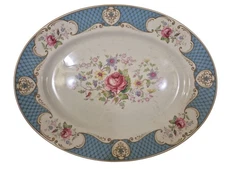 Myott Son And Co Staffordshire Rose Blue 16 Inch Large Oval Platter