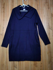 Cabi Wide Collar Navy Blue Mini Dress M Knit Pockets Relaxed Fit Minimalist Chic