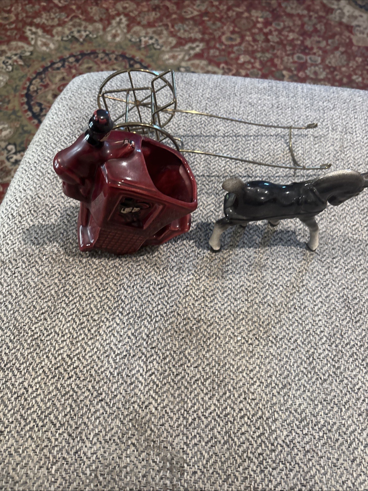 Ricshow Making Vintage maroon Glazed Rickshaw Planter Set With Horse | eBay