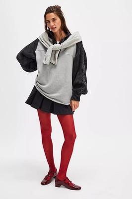 New WE THE FREE People Oversized Marco Polo Grey And Black Button Neck XS