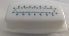 Vintage Pyrex Blue Snowflake Garland Covered BUTTER DISH 1970s Glass