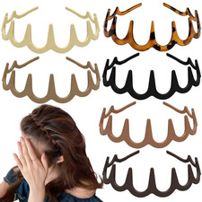 Zig Zag Headbands for Women, 6PCS Non Slip Headband with Teeth, Wavy Comb Head B