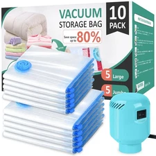 Vacuum Storage Bags with Electric Pump & New Air Valve, 10 Pack Space Saver B...