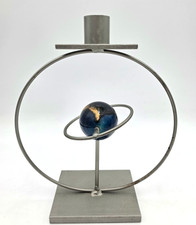 Metal Orb Candle Holder Signed Rick Martin Modern Sculpture MCM Style