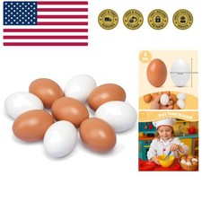 Wooden Fake Eggs, 9 Pieces 2 Colors Wooden Egg Wood Eggs for Crafts Home Decor