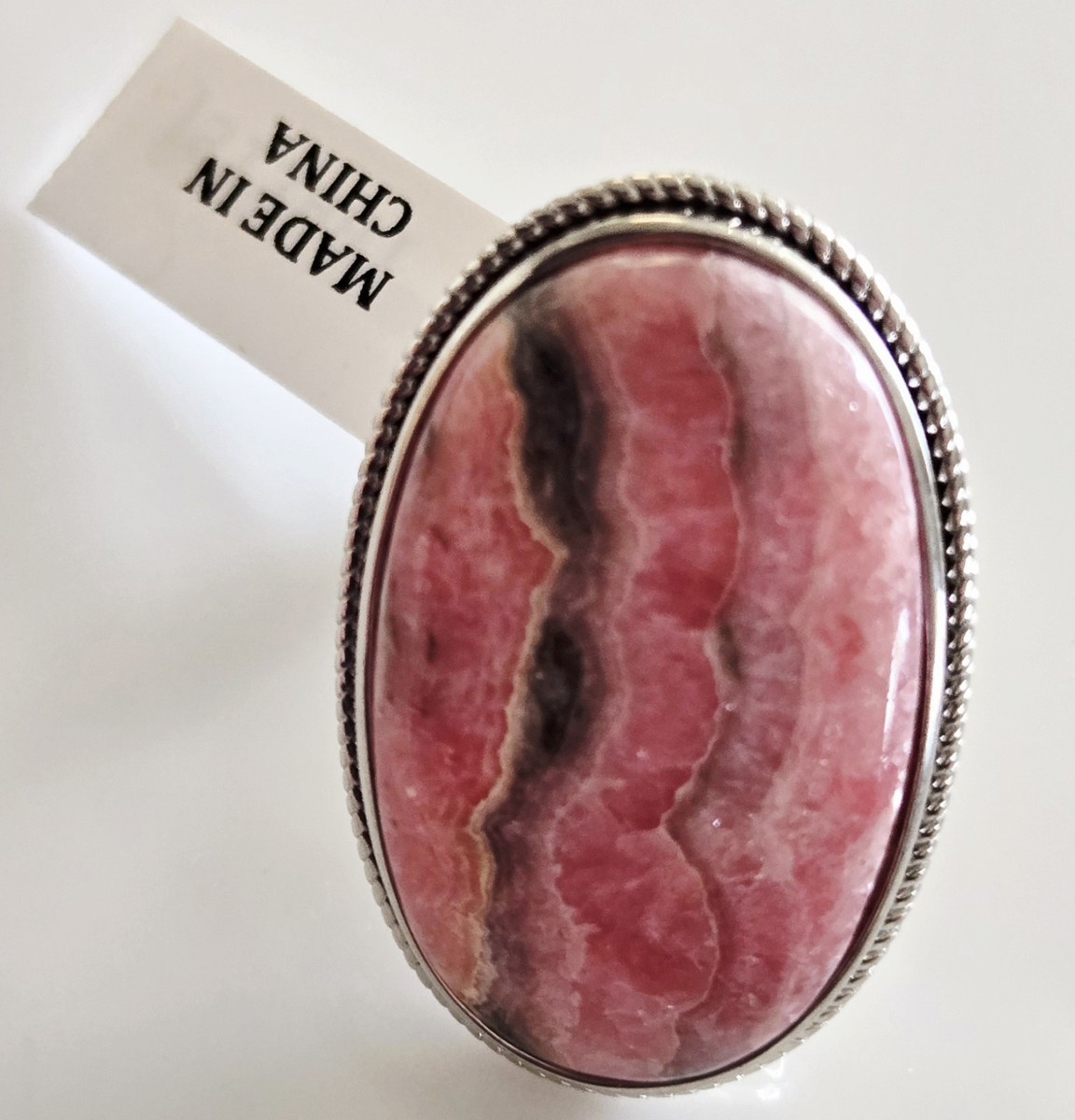 Huge NWT 1 1/2" Sterling & Rhodocrosite Southwestern Ring Size 8 View 2