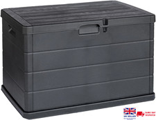 Outdoor Garden Storage Box Chest Cushion Equipment Lid Shed Plastic 200L Black