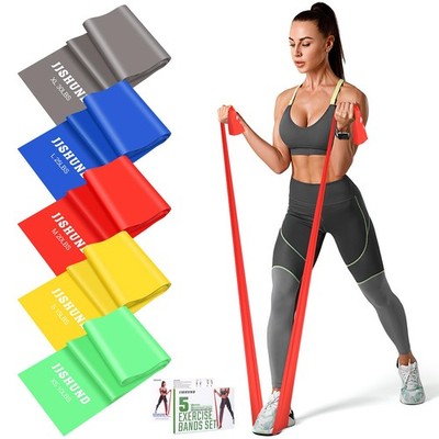 Resistance Bands Set, 5 Pcs Exercise Bands Long 150cm Workout Bands Stretch Band