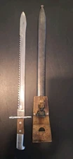 Original Swiss M1914 Saw Back Pioneer Bayonet W Scabbard Leather Frog Neuhausen