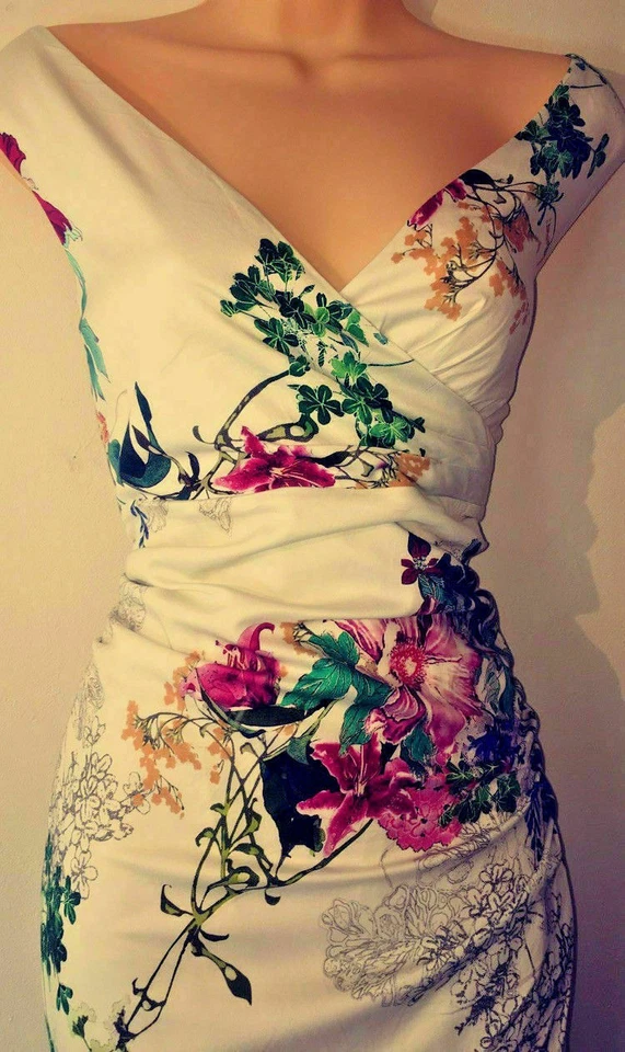 Phase Eight Marianne White Stretch Cotton Floral Wedding Occasion Dress Sz 16 - Image 2 of 4