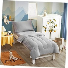 4 Pieces Toddler Bedding Set Ultra Soft and 4 pieces toddler bedding set Gray