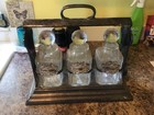 Antique English Locking Silverplate & Crystal Tantalus W/ Sterling Silver Tags — photo 2