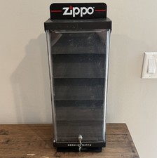 Vintage Zippo Rotating Countertop Store Display Case Double Sided W/ Key