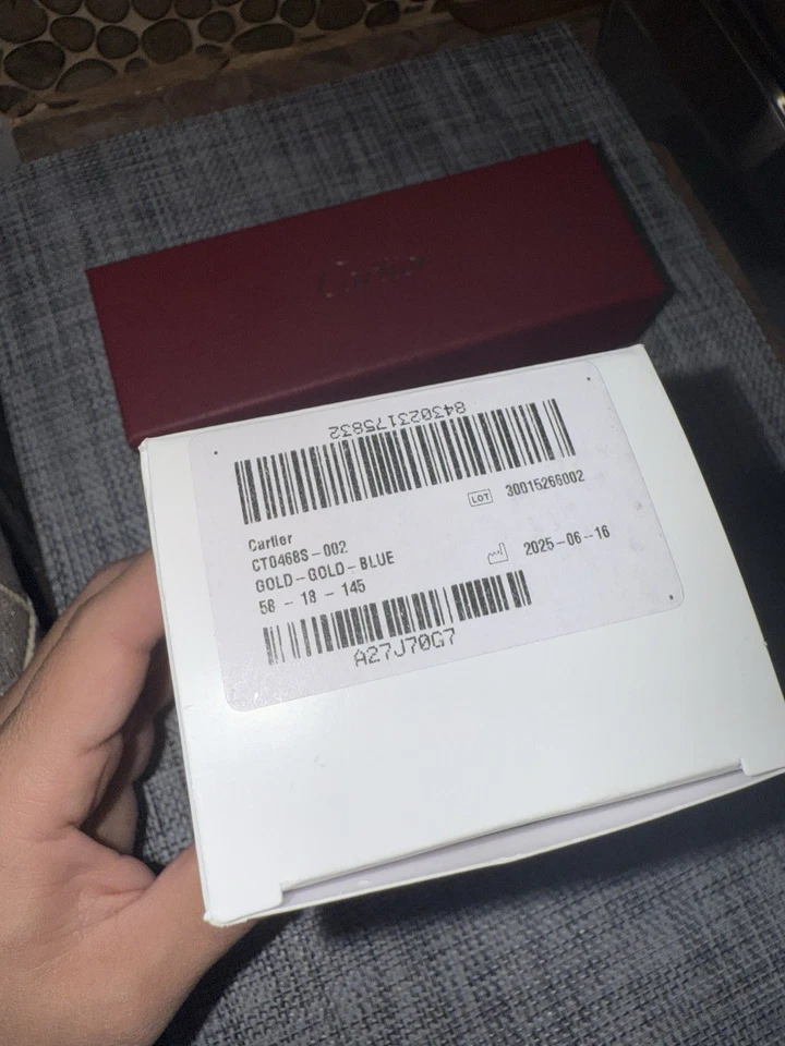 Gafas de sol Cartier rectangulares de metal sin montura para hombre con estuche TOTALMENTE NUEVAS 100 % UV Foto 4 de 4