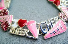 CHEER MOM Magnetic Pink Bracelet- I love Cheerleader-Dedicated Mother-7 1/2