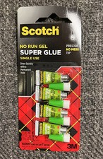 2 packs 3M Scotch No Run Gel Super Glue 4 Single Use No Mess tip Per Packs