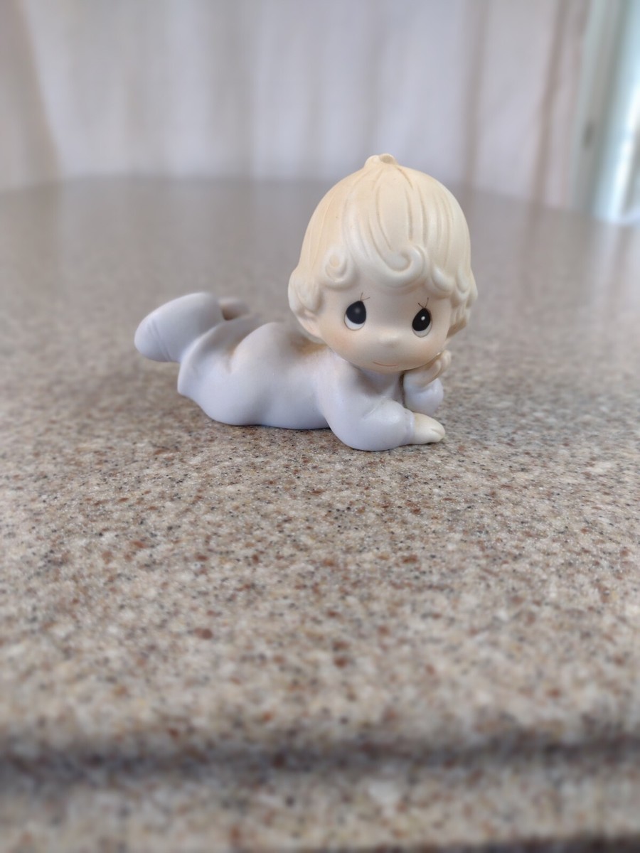 Precious Moments 1983 Tummy Time Baby Girl Toddler Figurine E-2852