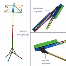 Paititi High Quality Durable Adjustable Folding Music Stand with Bag Rainbow