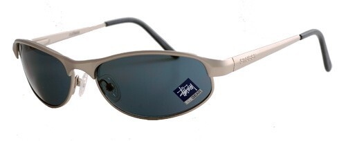 Occhiali da sole donna Stussy Cutlass montatura argento/lenti ghiaccio nere ca. 2000 vintage - Foto 2 di 3