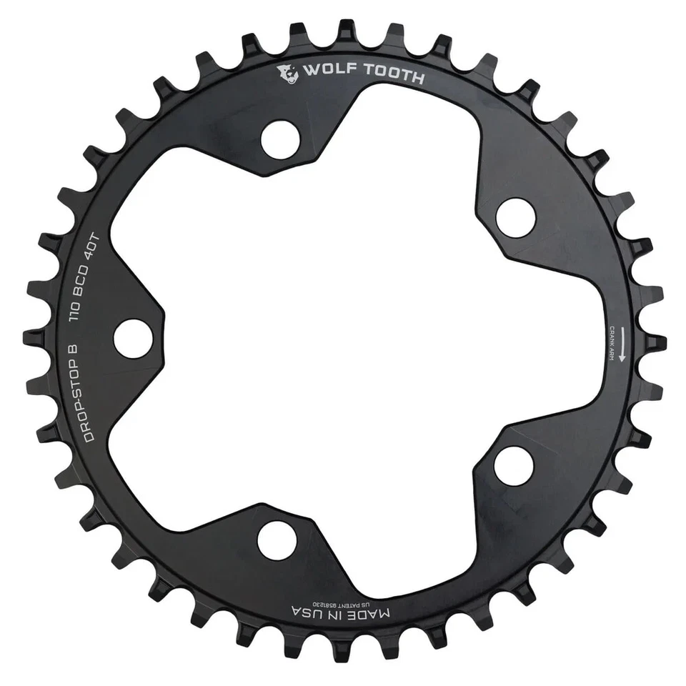 Plato de ciclocross y carretera Wolf Tooth 110 BCD - 40t, 110 BCD, 5 pernos, Drop-B Foto 2 de 2