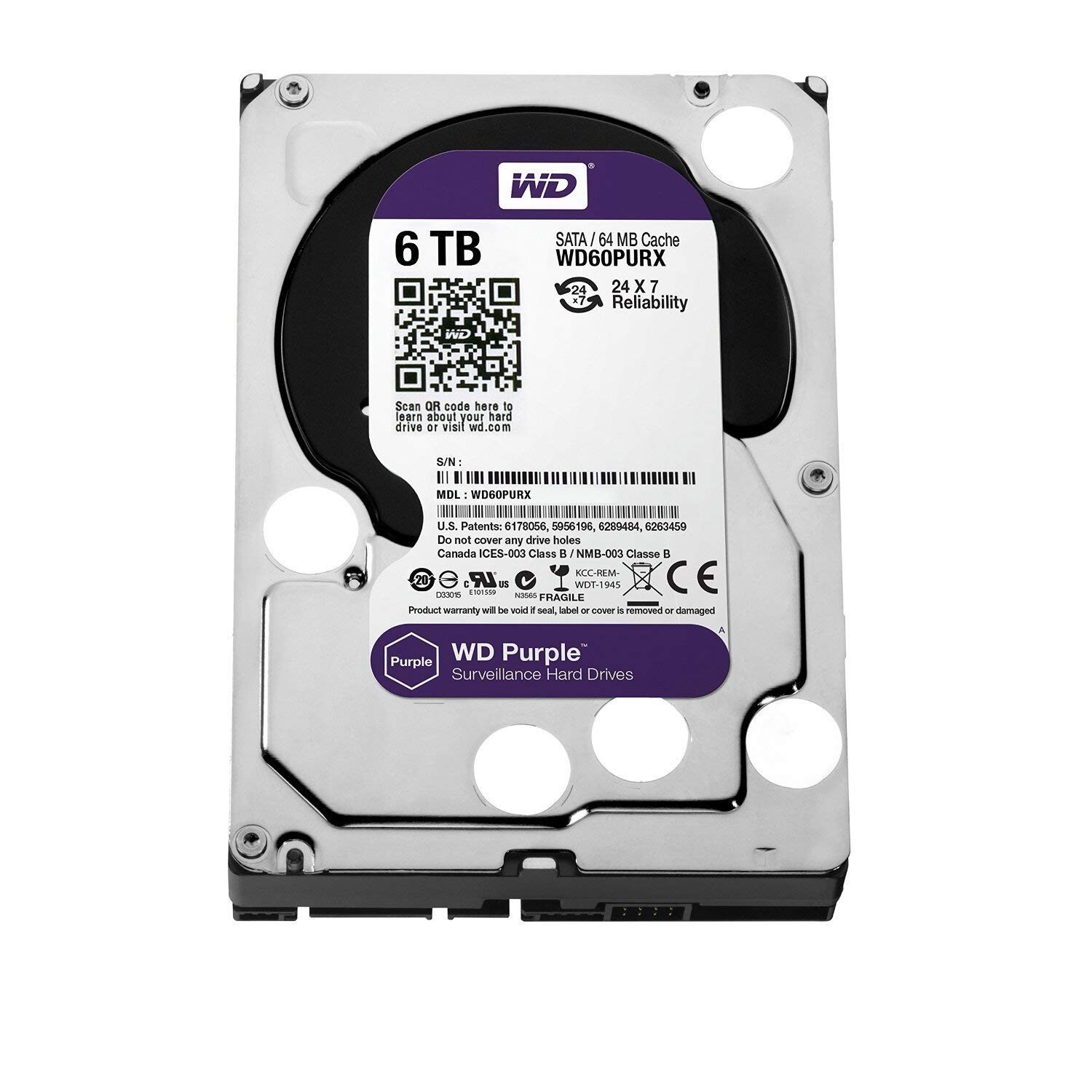 Western Digital Purple 6 TB,Internal,5400 RPM,3.5 inch (WD60PURX) Hard Drive