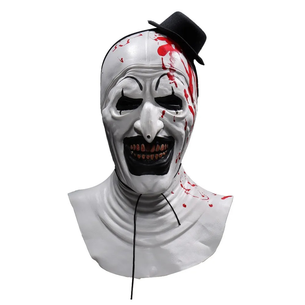 Máscara de payaso aterrador de látex blanco con sombrero ideal para Halloween...