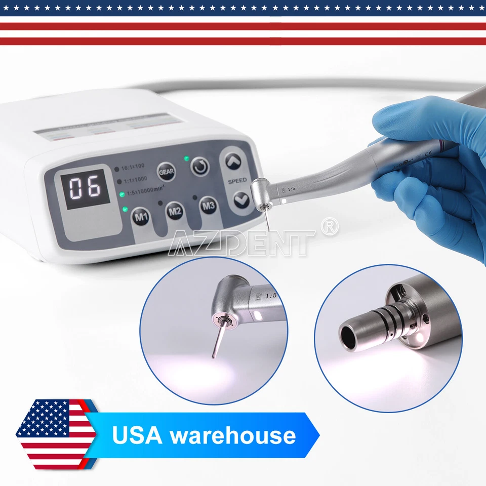 AZDENT Dental Electric LED Brushless Micro Motor/1:1/1:5 Increasing Handpiece - Image 3 of 4