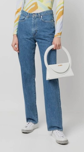 $455 Kenzo Women's Blue High-Rise Straight-Leg Jeans Size 27