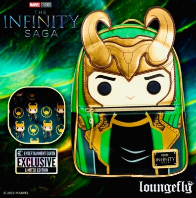 Disney Loungefly LE Avengers Loki With Scepter Pop Mini Backpack NWT Avengers Loki with Scepter Pop! by Loungefly Mini-Backpack  main image 2