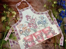 Vintage Garden Floral Iris Handmade Apron One-of-a-Kind