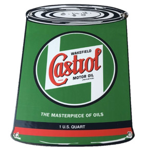 Vintage Castrol Motor Oil Sign - Motor Oil Bucket Quart Can Gas Porcelain Sign