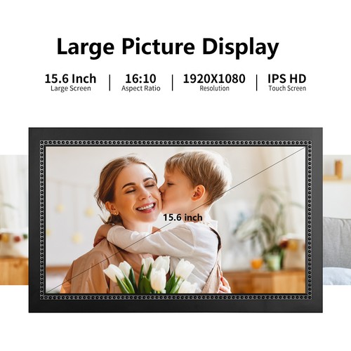 NEW Digital Picture Frame, 15.6 Inch Large Photo Frame WiFi 32GB fit TF Card - Picture 3 of 8