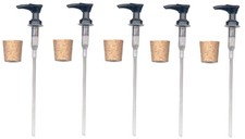 Black Plastic Lotion Soap Dispenser Pump Tops w/ Cork Stopper - 5 Pack