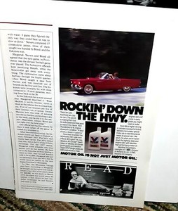 1987 Valvoline Motor Oil 1957 Ford Thunderbird Car Original Print Ad vintage 80s