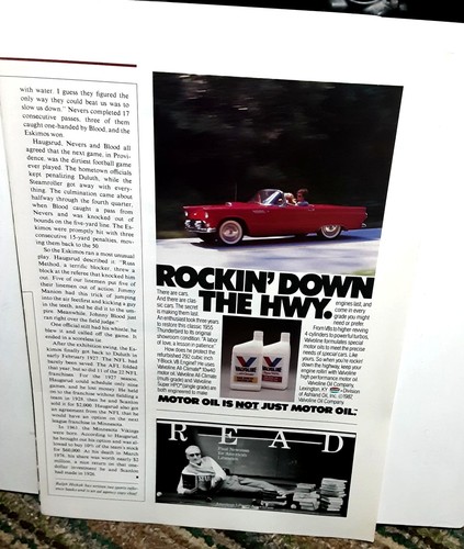 1987 Valvoline Motor Oil 1957 Ford Thunderbird Car Original Print Ad vintage 80s