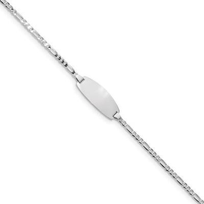 14k Oro Blanco Macizo Niños Figaro 5.5'' Id Nombre Pulsera Grabado Gratis Regalo