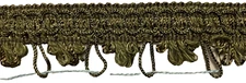 OLIVE GREEN FRINGE - Varying Lengths - 1¼" x 2½ yards long - #28