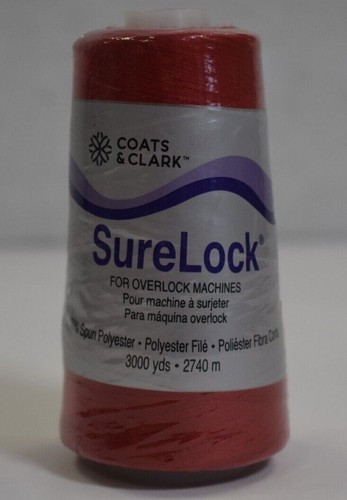 Coats & Clark 61100455 Sure Lock Polyester Thread Scarlett Red 3000 Yards 3 Pack - Picture 2 of 6